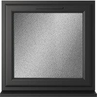 Crystal uPVC Black Top Opener Obscure Double Glazed Window - 820 x 820mm
