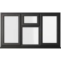 Crystal uPVC Black Left and Right Hand Side Hung Top Opener Over a Fixed Light Centre Clear Triple Glazed Window - 1770 x 1190mm
