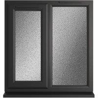 Crystal uPVC Black Left Hand Side Hung Next to a Fixed Light Obscure Triple Glazed Window - 905 x 965mm