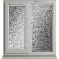 Crystal uPVC Agate Grey Left Hand Side Hung Next to a Fixed Light Obscure Triple Glazed Window - 905 x 965mm