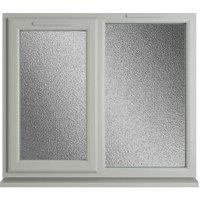 Crystal uPVC Agate Grey Left Hand Side Hung Next to a Fixed Light Obscure Triple Glazed Window - 1190 x 1115mm