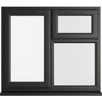 Crystal uPVC Black Left Hand Side Hung Next to a Top Opener Over a Fixed Light Clear Triple Glazed Window - 1190 x 965mm