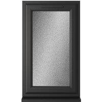 Crystal uPVC Black Right Hand Side Hung Obscure Triple Glazed Window - 610 x 1190mm