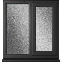 Crystal uPVC Black Right Hand Side Hung Next to a Fixed Light Obscure Triple Glazed Window - 905 x 965mm