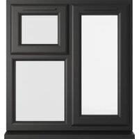 Crystal uPVC Black Right Hand Side Hung Next to a Top Opener Over a Fixed Light Clear Triple Glazed Window - 905 x 965mm