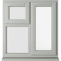 Crystal uPVC Agate Grey Right Hand Side Hung Next to a Top Opener Over a Fixed Light Clear Triple Glazed Window - 905 x 965mm