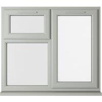 Crystal uPVC Agate Grey Right Hand Side Hung Next to a Top Opener Over a Fixed Light Clear Triple Glazed Window - 1190 x 1190mm