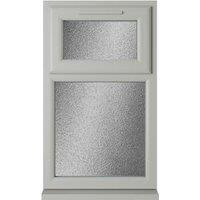 Crystal uPVC Agate Grey Top Hung Opener Over Fixed Light Obscure Triple Glazed Window - 610 x 1040mm