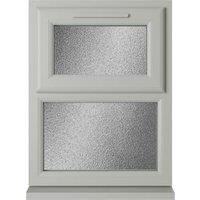 Crystal uPVC Agate Grey Top Hung Opener Over Fixed Light Obscure Triple Glazed Window - 1190 x 1115mm