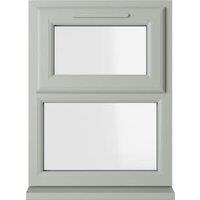Crystal uPVC Agate Grey Top Hung Opener Over Fixed Light Clear Triple Glazed Window - 1190 x 965mm