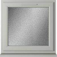 Crystal uPVC Agate Grey Top Opener Obscure Triple Glazed Window - 610 x 610mm