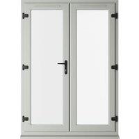 Crystal uPVC Agate Grey Left Hand Clear Double Glazed French Door - 1390 x 2055mm