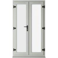 Crystal uPVC Agate Grey Left Hand Clear Double Glazed French Door - 1290 x 2090mm