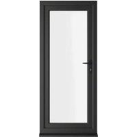 Crystal uPVC Black Left Hand Inwards Clear Double Glazed Full Glass Single Door - 920 x 2090mm