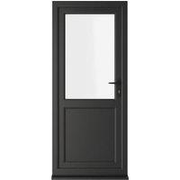 Crystal uPVC Black Left Hand Inwards Clear Double Glazed Half Glass Half Panel Single Door - 890 x 2090mm