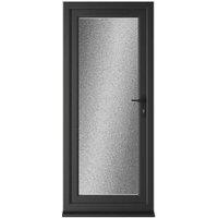 Crystal uPVC Black Left Hand Inwards Obscure Double Glazed Full Glass Single Door - 920 x 2090mm