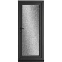 Crystal uPVC Black Right Hand Inwards Obscure Double Glazed Full Glass Single Door - 890 x 2090mm