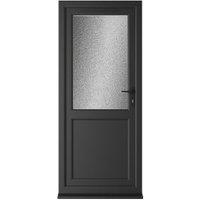 Crystal uPVC Black Left Hand Inwards Obscure Double Glazed Half Glass Half Panel Single Door - 840 x 2090mm