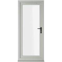 Crystal uPVC Agate Grey Left Hand Inwards Clear Double Glazed Full Glass Single Door - 840 x 2090mm