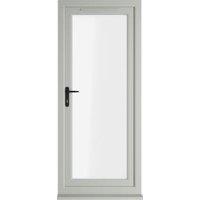 Crystal uPVC Agate Grey Right Hand Inwards Clear Double Glazed Full Glass Single Door - 840 x 2090mm