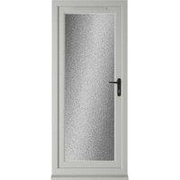 Crystal uPVC Agate Grey Left Hand Inwards Obscure Double Glazed Full Glass Single Door - 890 x 2090mm