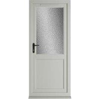 Crystal uPVC Agate Grey Right Hand Inwards Obscure Double Glazed Half Glass Half Panel Single Door - 920 x 2090mm