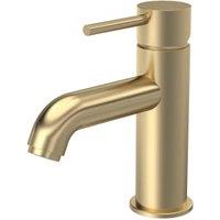 Balterley Aurelia Round Mono Basin Mixer Tap & Push Button Waste - Brushed Brass