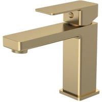 Balterley Opus Square Mono Basin Mixer Bathroom Sink Tap & Push Button Waste - Brushed Brass