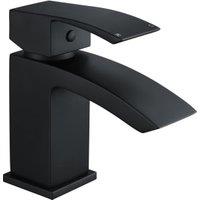 Balterley Contemporary Square Mono Basin Mixer With Push Button Waste - Matt Black