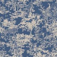 Joules Animal Forest Print Blue Wallpaper - 10m x 52cm
