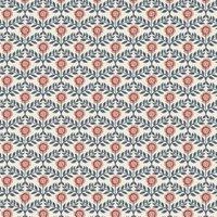 Joules Stately Floral Print Cream & Blue Wallpaper - 10m x 52cm