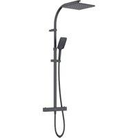 Bristan Quadrato Safe Touch Thermostatic Rigid Riser Bar Mixer Shower Pack - Matt Black