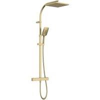 Bristan Quadrato Safe Touch Thermostatic Rigid Riser Bar Mixer Shower Pack - Brushed Brass
