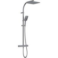 Bristan Quadrato Safe Touch Thermostatic Rigid Riser Bar Mixer Shower Pack - Matt Anthracite