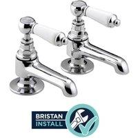 Bristan Renaissance Pair of Chrome Lever Basin Taps with Installation Service