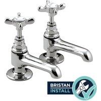 Bristan 1901 Pair of Chrome Crosshead Basin Taps with Installation Service