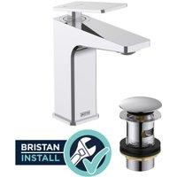 Bristan Delgado Cold Start Basin Mixer & Clicker Waste with Installation Service - Chrome