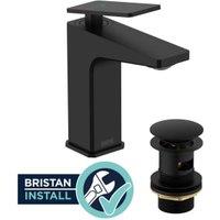 Bristan Delgado Cold Start Basin Mixer & Clicker Waste with Installation Service - Black