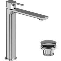 Nexa By VADO Veva Tall Neck Mono Basin Mixer, 5 l/min Flow Regulator with Universal Basin Waste - Chrome