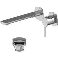 Nexa By VADO Veva Wall Mounted Basin Mixer, 5 l/min Flow Regulator with Universal Basin Waste - Chrome