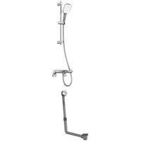 Nexa By VADO Veva Deck Mounted Exposed Thermostatic Bath Shower Mixer, Multifunction Slide Rail Kit & Bath Waste - Chrome