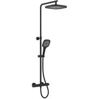 Nexa By VADO Veva Dual Outlet Exposed Thermostatic Mixer Shower Includes Shower Head & Riser Rail - Matt Black
