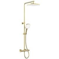 Nexa By VADO Veva Dual Outlet Exposed Thermostatic Mixer Shower Includes Shower Head & Riser Rail - Brushed Brass