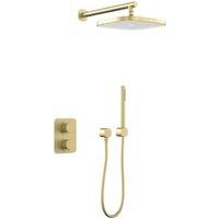 Nexa By VADO Veva Dual Outlet Concealed Thermostatic Mixer Shower Kit - Brushed Brass