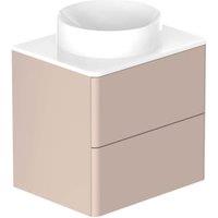 Nexa By VADO Veva Sunset Pink Wall Hung Vanity Unit with White Ceramic Worktop & Round Countertop Basin - 600mm