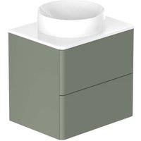 Nexa By VADO Veva Dawn Green Wall Hung Vanity Unit with White Ceramic Worktop & Round Countertop Basin - 600mm