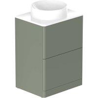 Nexa By VADO Veva Dawn Green Freestanding Vanity Unit with White Ceramic Worktop & Round Countertop Basin - 600mm