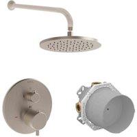 VitrA Origin 1 Outlet Built-In Round Mixer Shower Includes Shower Valve, Concealed Valve, Shower Head & Arm - Brushed Nickel