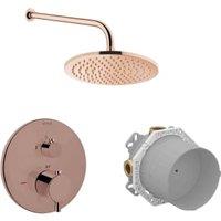 VitrA Origin 1 Outlet Built-In Round Mixer Shower Includes Shower Valve, Concealed Valve, Shower Head & Arm - Soft Copper