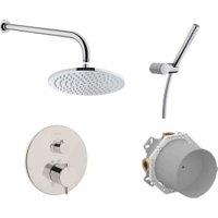 VitrA Origin 2 Outlet Built-In Round Mixer Shower Includes Shower Valve, Concealed Valve, Handset, Wall Outlet, Shower Head & Arm - Chrome